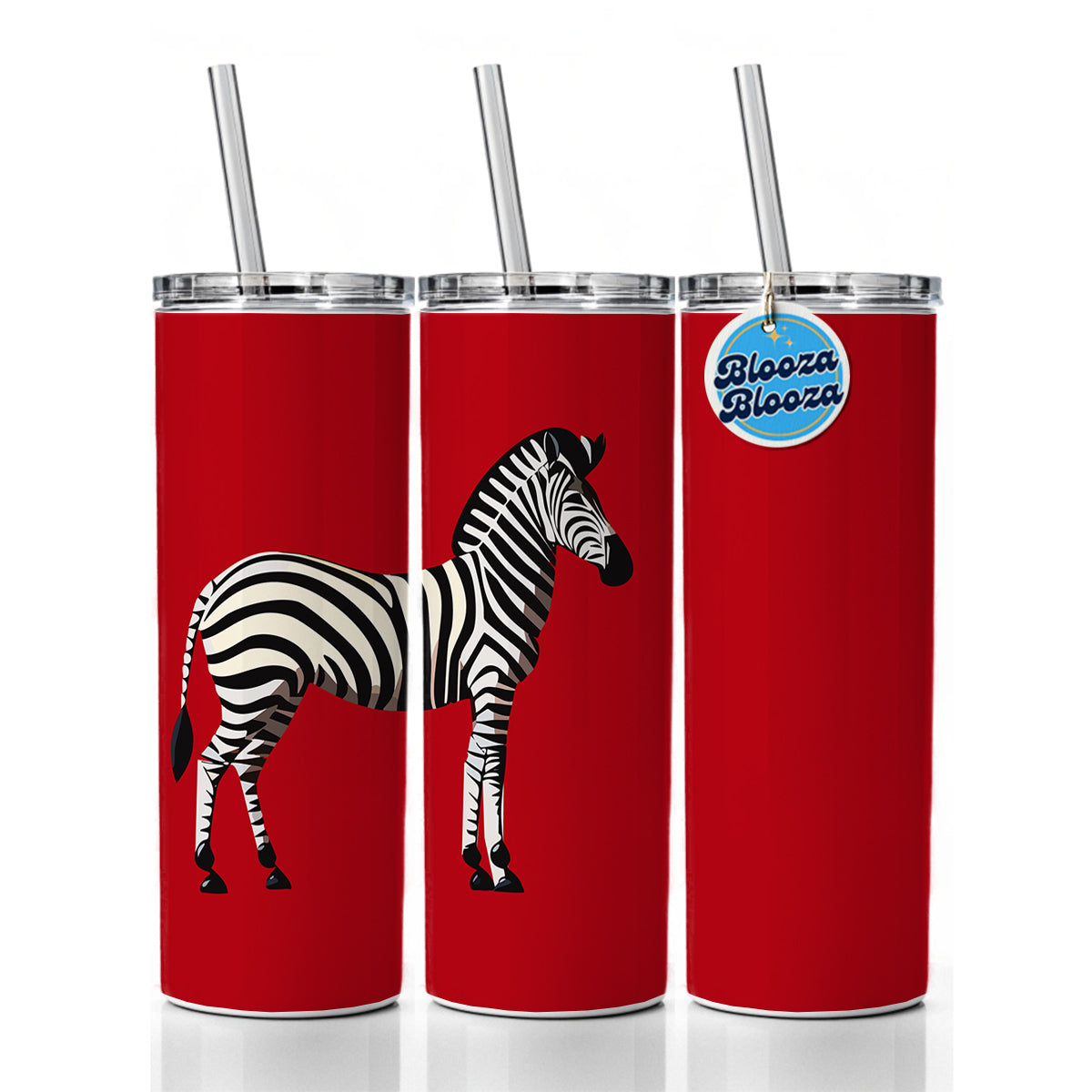 Zebra Standing Profile Skinny Tumbler 20oz with Straw Insulated Water Bottle Gift