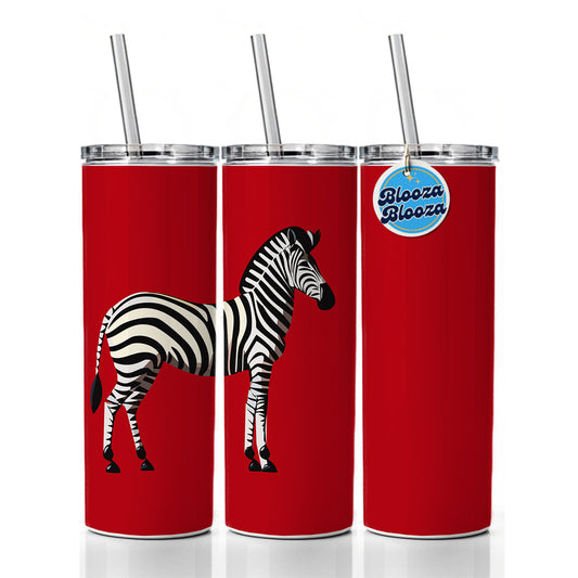 Zebra Standing Profile Skinny Tumbler 20oz with Straw Insulated Water Bottle Gift