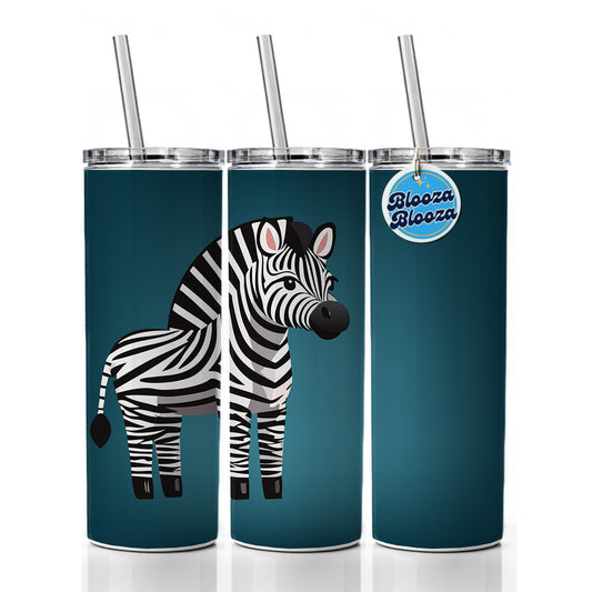 Zebra Standing Skinny Tumbler 20oz with Straw Insulated Water Bottle Gift