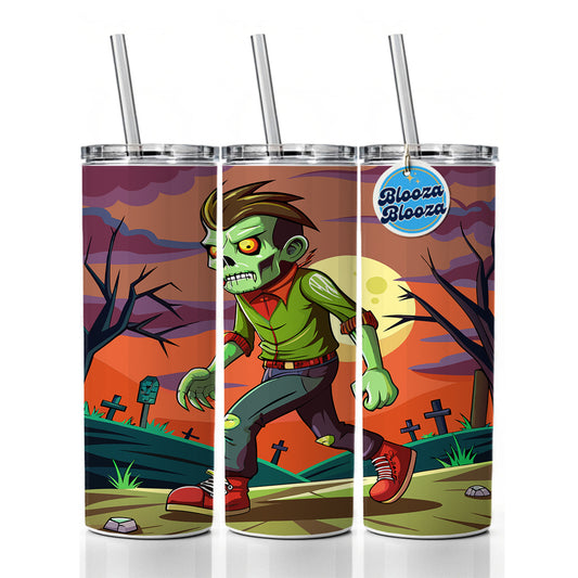 Zombie Walking Skinny Tumbler 20oz with Straw Insulated Water Bottle Gift