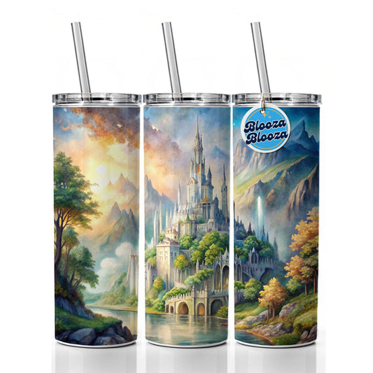 Elves Elvish Beautiful Fantasy Watercolor Skinny Tumbler 20oz with Straw Insulated Water Bottle Gift