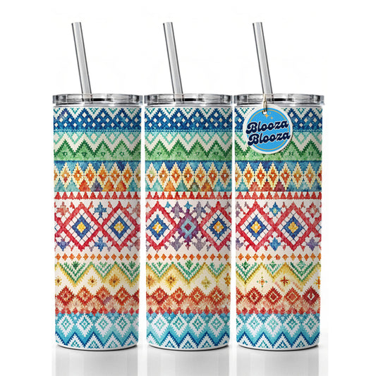Fair Isle Knitting Sweater Skinny Tumbler 20oz with Straw Insulated Water Bottle Gift
