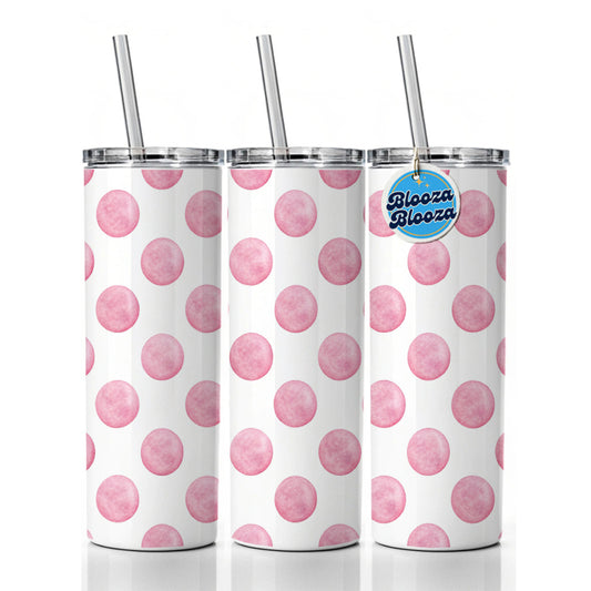 Light Pink Polka Dots White Background Skinny Tumbler 20oz with Straw Insulated Water Bottle Gift