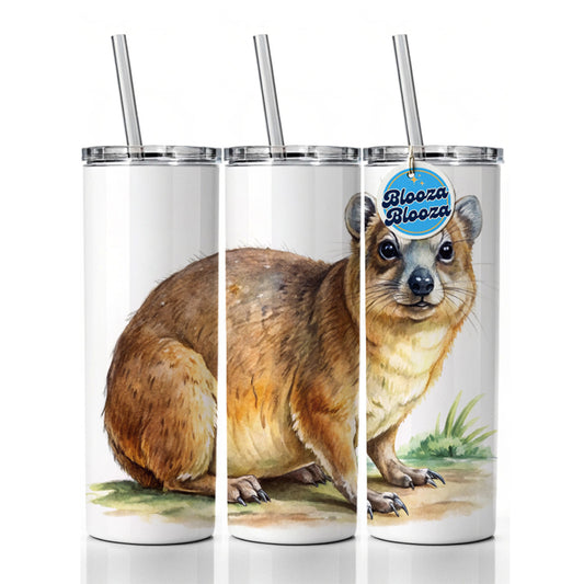 Rock Hyrax Dassie Watercolor Skinny Tumbler 20oz with Straw Insulated Water Bottle Gift