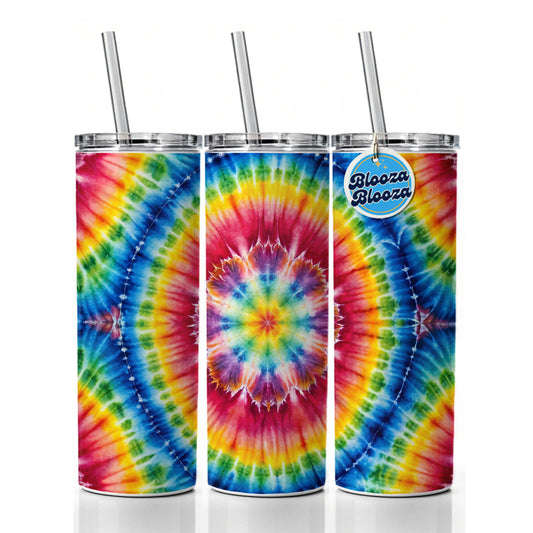 Tie Dye Pattern Watercolor Skinny Tumbler 20oz with Straw Insulated Water Bottle Gift