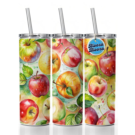 Apples Fruit Watercolor Skinny Tumbler 20oz with Straw Insulated Water Bottle Gift