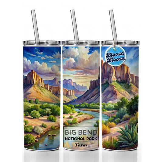 Big Bend National Park Texas Watercolor Skinny Tumbler 20oz with Straw Insulated Water Bottle Gift