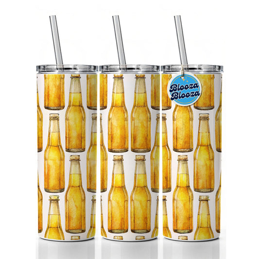 Bunch Of Beer Bottles Skinny Tumbler 20oz with Straw Insulated Water Bottle Gift
