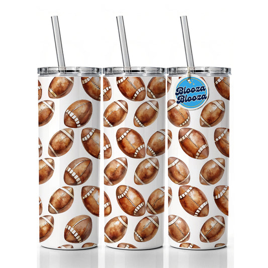 Bunch Of Brown Footballs Skinny Tumbler 20oz with Straw Insulated Water Bottle Gift