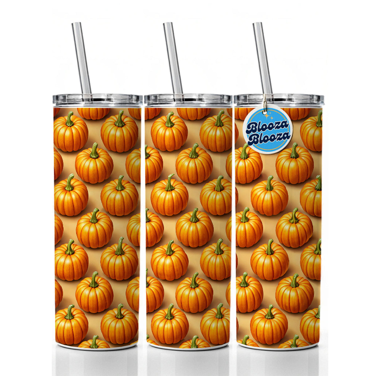 Bunch Of Pumpkins Fall Autumn Halloween Skinny Tumbler 20oz with Straw Insulated Water Bottle Gift