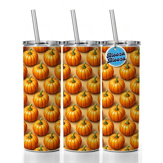 Bunch Of Pumpkins Fall Autumn Halloween Skinny Tumbler 20oz with Straw Insulated Water Bottle Gift