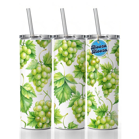 Bunches Of Green Grapes Skinny Tumbler 20oz with Straw Insulated Water Bottle Gift