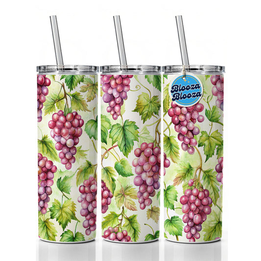 Bunches Of Purple Grapes Skinny Tumbler 20oz with Straw Insulated Water Bottle Gift
