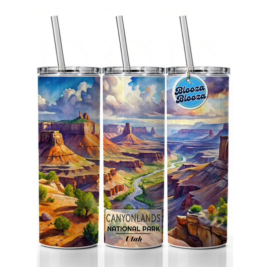 Canyonlands National Park Utah Watercolor Skinny Tumbler 20oz with Straw Insulated Water Bottle Gift