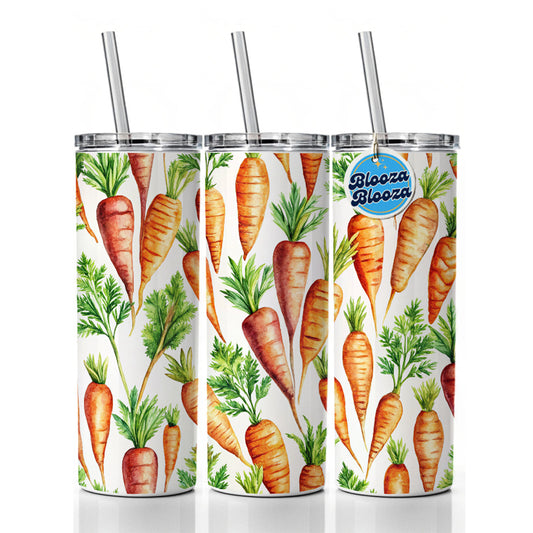 Carrots Vegetables Watercolor Skinny Tumbler 20oz with Straw Insulated Water Bottle Gift