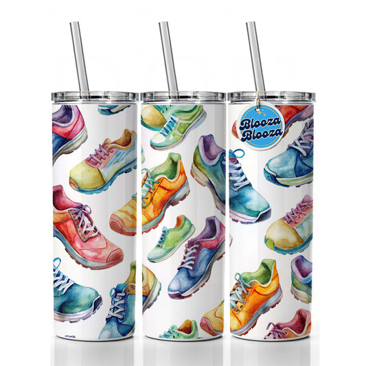 Colorful Running Shoes Runners Skinny Tumbler 20oz with Straw Insulated Water Bottle Gift