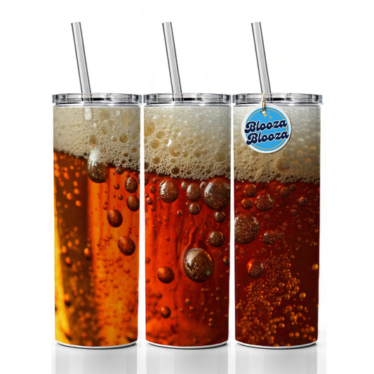 Dark Beer Closeup Foam Top Funny Skinny Tumbler 20oz with Straw Insulated Water Bottle Gift