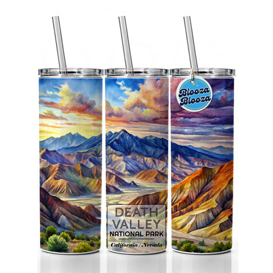 Death Valley National Park California Nevada Watercolor Skinny Tumbler 20oz with Straw Insulated Water Bottle Gift