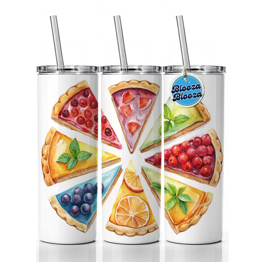 Fruit Pie Slices Skinny Tumbler 20oz with Straw Insulated Water Bottle Gift