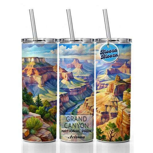 Grand Canyon National Park Arizona Watercolor Skinny Tumbler 20oz with Straw Insulated Water Bottle Gift