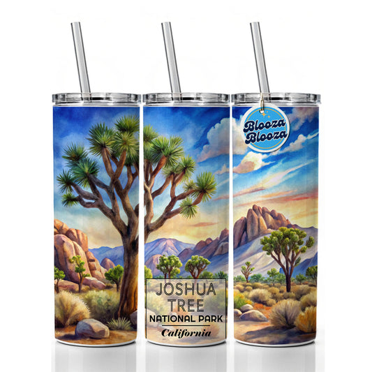 Joshua Tree National Park California Watercolor Skinny Tumbler 20oz with Straw Insulated Water Bottle Gift