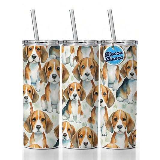 Lots Of Beagles Dogs Cute Skinny Tumbler 20oz with Straw Insulated Water Bottle Gift