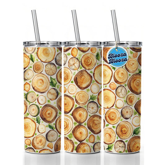 Lots Of Logs Skinny Tumbler 20oz with Straw Insulated Water Bottle Gift