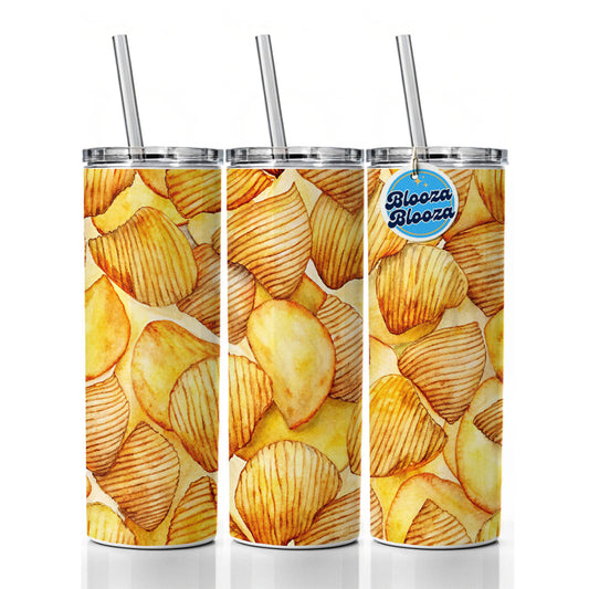 Lots Of Potato Chips Skinny Tumbler 20oz with Straw Insulated Water Bottle Gift