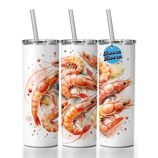 Lots Of Shrimp Skinny Tumbler 20oz with Straw Insulated Water Bottle Gift