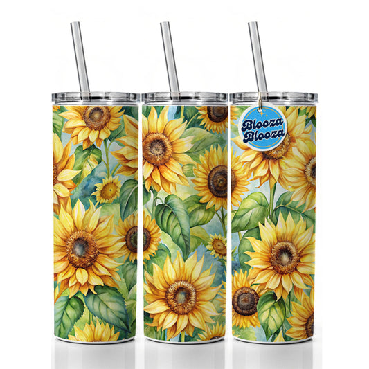 Lots Of Sunflowers Skinny Tumbler 20oz with Straw Insulated Water Bottle Gift