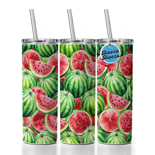Lots Of Watermelons Skinny Tumbler 20oz with Straw Insulated Water Bottle Gift