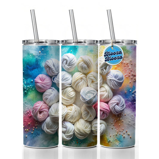 Lots Of Yarn Knitting Crochet Skinny Tumbler 20oz with Straw Insulated Water Bottle Gift