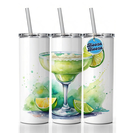 Margarita Green Drink Alcohol Skinny Tumbler 20oz with Straw Insulated Water Bottle Gift