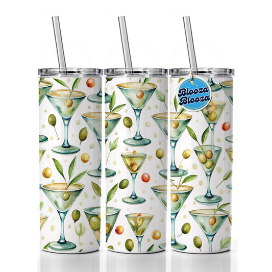 Martinis With Olives Alcohol Skinny Tumbler 20oz with Straw Insulated Water Bottle Gift