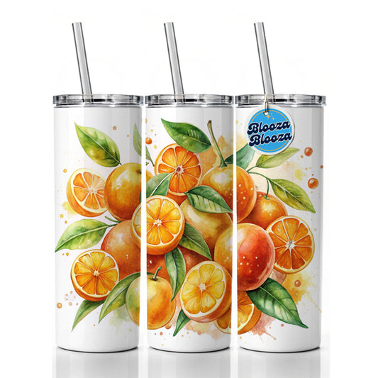 Oranges Fruit Watercolor Skinny Tumbler 20oz with Straw Insulated Water Bottle Gift