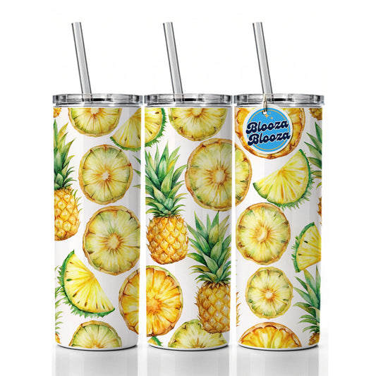 Pineapple Slices Fruit Skinny Tumbler 20oz with Straw Insulated Water Bottle Gift