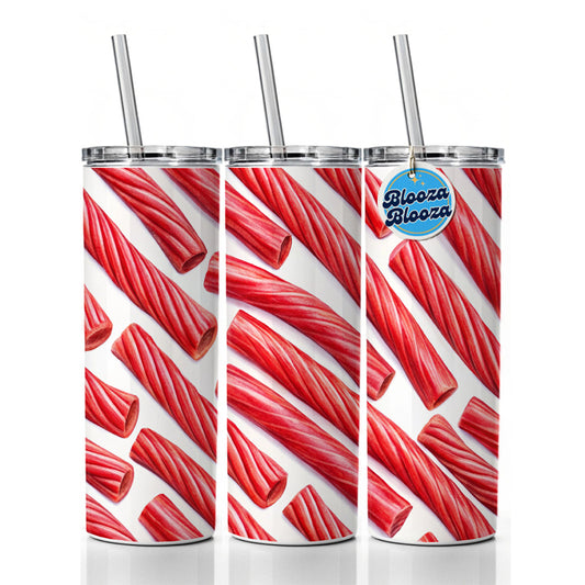 Red Licorice Skinny Tumbler 20oz with Straw Insulated Water Bottle Gift