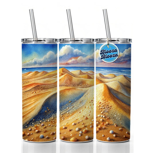 Sandy Desert Mountains Watercolor Skinny Tumbler 20oz with Straw Insulated Water Bottle Gift
