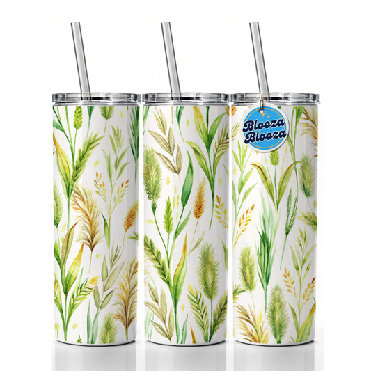 Wild Grasses Skinny Tumbler 20oz with Straw Insulated Water Bottle Gift