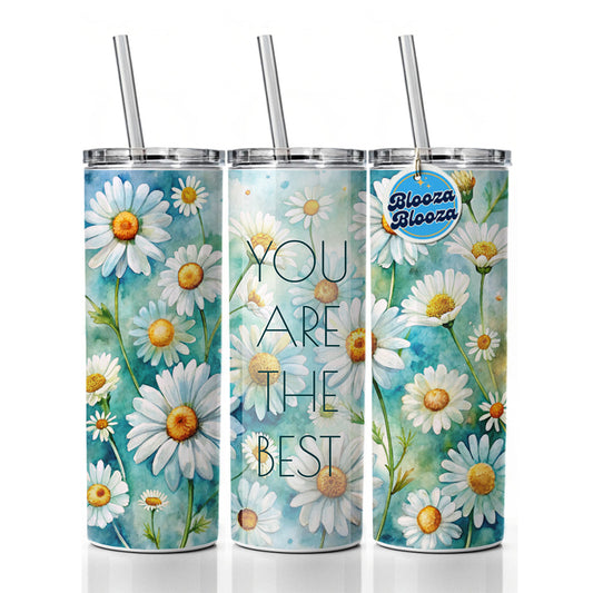 You Are The Best Daisies Daisy Flowers Love Friendship Thank You Skinny Tumbler 20oz with Straw Insulated Water Bottle Gift