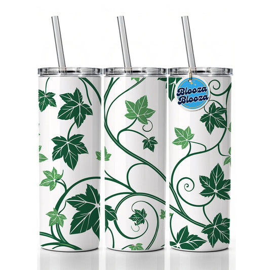 Green Ivy Vines Skinny Tumbler 20oz with Straw Insulated Water Bottle Gift