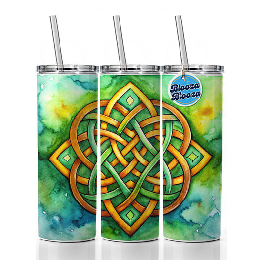 Irish Celtic Knot Watercolor Skinny Tumbler 20oz with Straw Insulated Water Bottle Gift