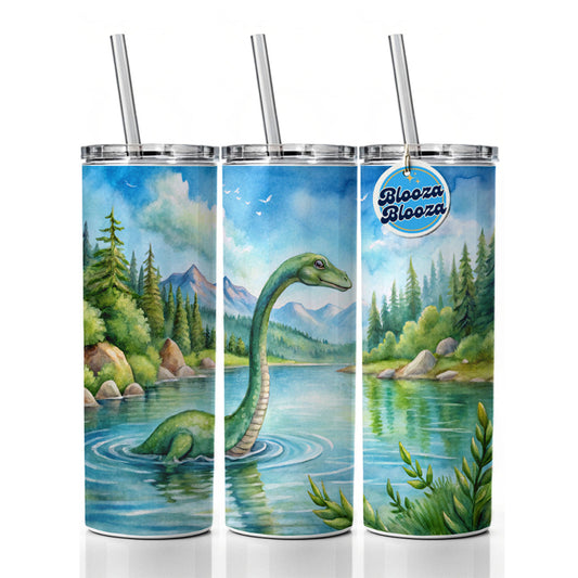 Loch Ness Monster Nessie In Scotland Highlands Lake Skinny Tumbler 20oz with Straw Insulated Water Bottle Gift