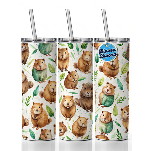 Lots Of Sweet Beavers Skinny Tumbler 20oz with Straw Insulated Water Bottle Gift