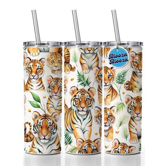 Lots Of Sweet Bengal Tigers Skinny Tumbler 20oz with Straw Insulated Water Bottle Gift