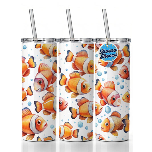 Lots Of Sweet Clownfish Skinny Tumbler 20oz with Straw Insulated Water Bottle Gift