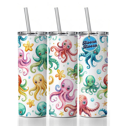 Lots Of Sweet Octopus Skinny Tumbler 20oz with Straw Insulated Water Bottle Gift