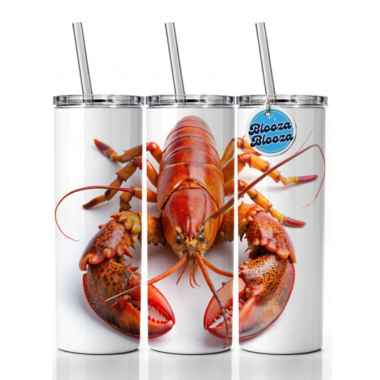 New England Lobster On White Background Skinny Tumbler 20oz with Straw Insulated Water Bottle Gift