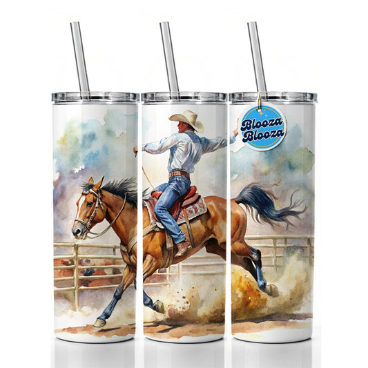 Rodeo Cowboy Horse Country Skinny Tumbler 20oz with Straw Insulated Water Bottle Gift