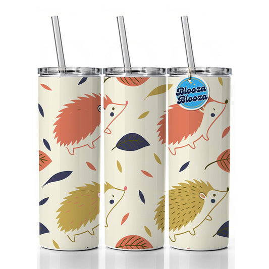 Scattered Hedgehogs Cute Skinny Tumbler 20oz with Straw Insulated Water Bottle Gift